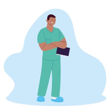 Üniformalı vektör tasarımlı adam doktor