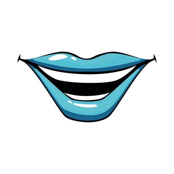Vrouw en blauw pop art mond vector ontwerp — Stockvector