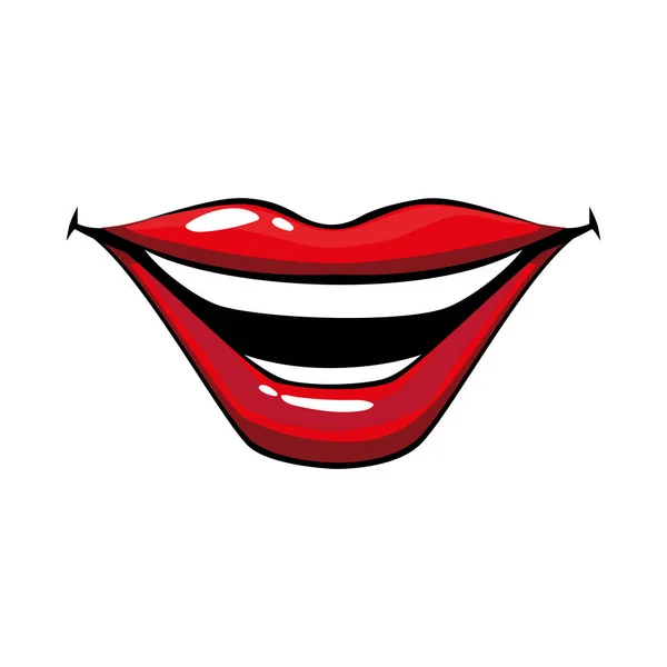 Design de vetores de boca pop feminino e vermelho — Vetor de Stock