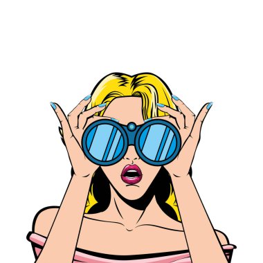 Dürbünlü sarışın kadın çizgi filmi.