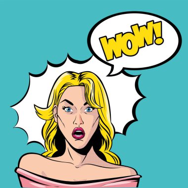 Eski sarışın kadın çizgi filmi dürbünlü ve patlama vektör tasarımlı.