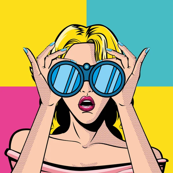 Dürbünlü sarışın kadın çizgi filmi.