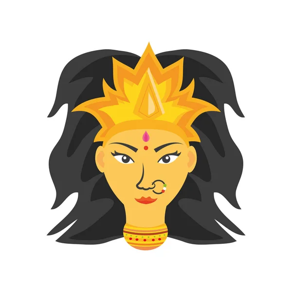 Cara de diosa durga sobre fondo blanco — Vector de stock