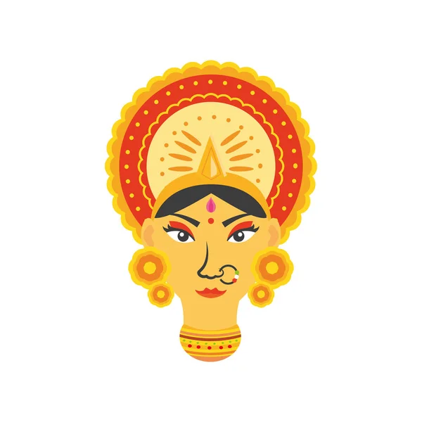 Gesicht der Göttin Durga auf weißem Hintergrund — Stockvektor