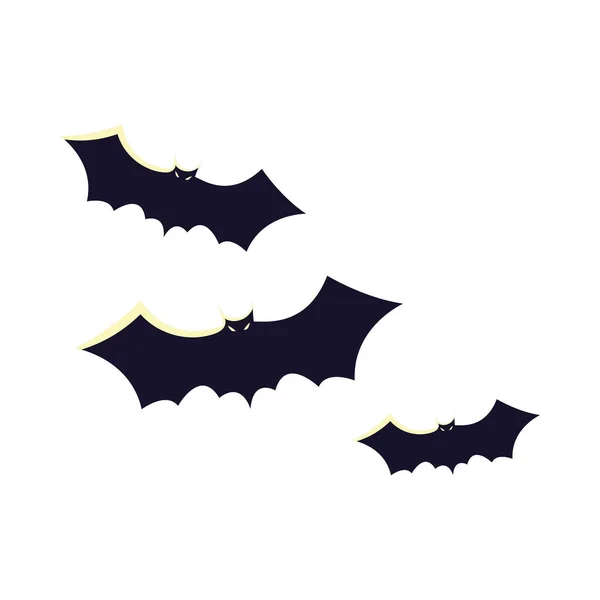 Halloween morcegos desenhos animados design vetorial — Vetor de Stock