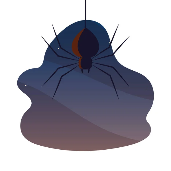 Cadılar Bayramı siyah örümceği gece vektör tasarımında — Stok Vektör