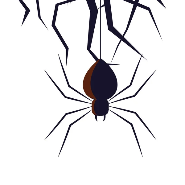 Aranha preta de Halloween com design de vetor de ramos — Vetor de Stock