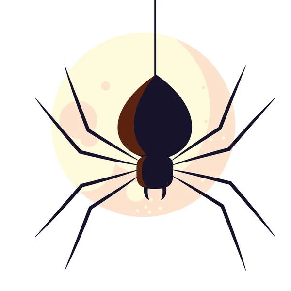 Halloween zwarte spin voor maan vector ontwerp — Stockvector