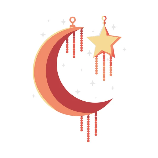 星型ベクトル設計の孤立したオレンジ色の月 — ストックベクタ