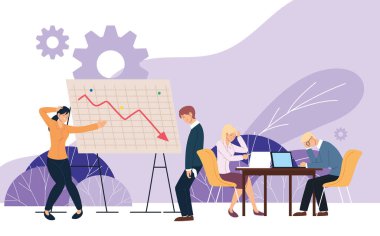 Baş ağrısı olan işadamları gemide ve masa başı vektör tasarımında oku azalttı