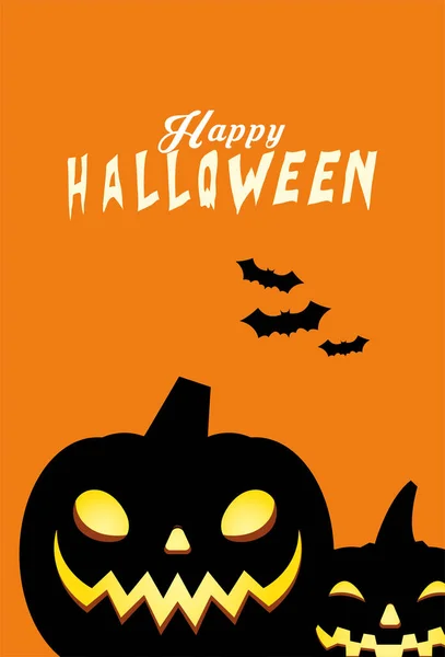 Halloween citrouilles noires dessins animés design vectoriel — Image vectorielle