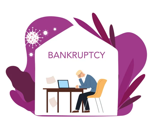 Businessman with headache at desk with leaves vector design — Stock Vector