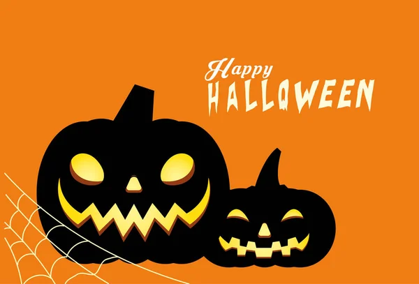 Halloween citrouilles noires dessins animés design vectoriel — Image vectorielle
