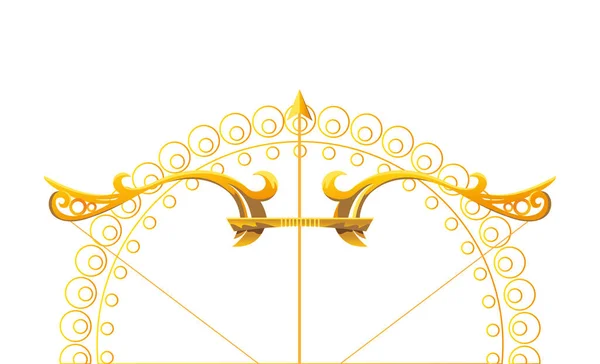Goldpfeil und Bogen vor Mandala-Ornament-Vektordesign — Stockvektor
