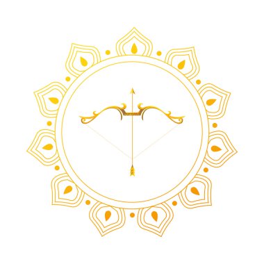 Mandala süsleme vektör tasarımında altın ok ve yay