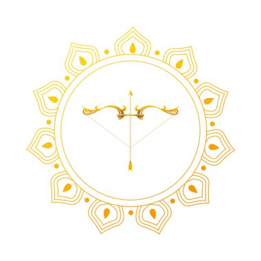 Mandala süsleme vektör tasarımında altın ok ve yay