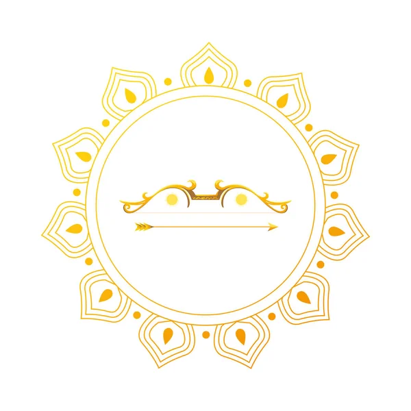 Gouden pijl en boog in mandala ornament vector ontwerp — Stockvector