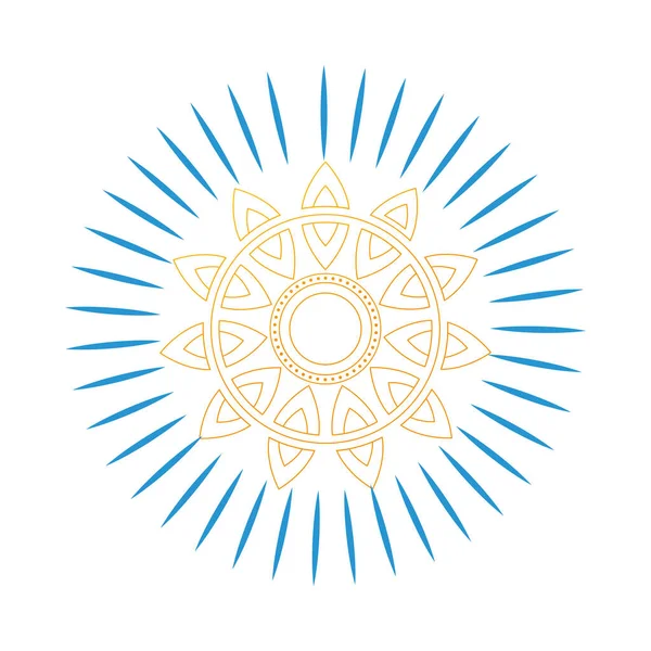 Mandala de oro con diseño de vectores de líneas azules — Archivo Imágenes Vectoriales