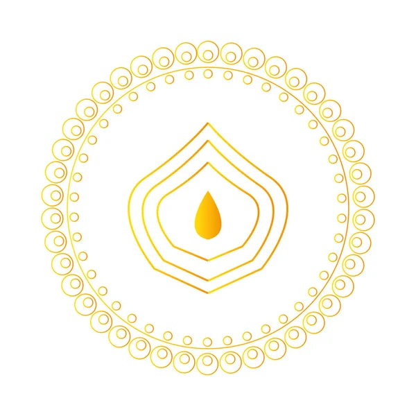 Gota de oro dentro de mandala en la línea de diseño de vectores de estilo — Archivo Imágenes Vectoriales