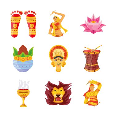 Beyaz arkaplanda simge festivali navratri