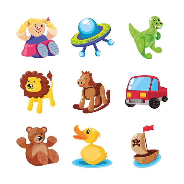 Conjunto de iconos niños juguete sobre fondo blanco — Vector de stock