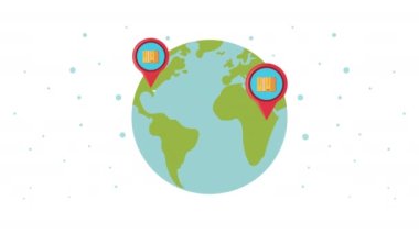 Dünya gezegeninde lojistik hizmetler ve lojistik lojistik kutular.