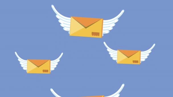 Serviço logístico com envelopes e-mails voando — Vídeo de Stock