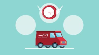 minibüslü lojistik servis ve simgeleri uçur