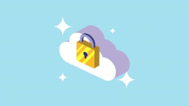 Bulut hesaplamasında asma kilit ile siber güvenlik animasyonu