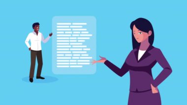 Irklar arası iş çifti işçi karakterleri animasyonu