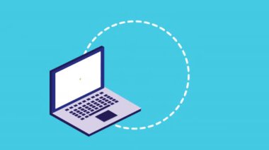 Bilgisayar ve örümcekle siber güvenlik animasyonu