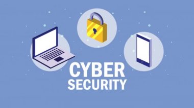 asma kilit ve aygıtlarla siber güvenlik animasyonu