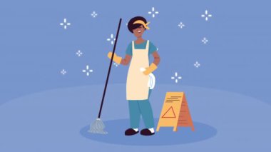 Paspas karakteri olan afro kadın temizlikçi.