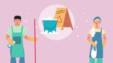 Paspas ve şişe kaplama karakterli temizlikçiler.