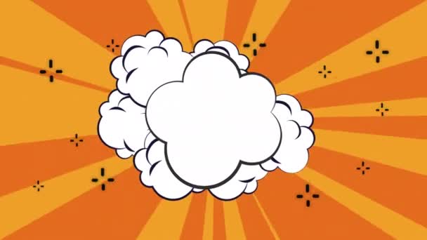 Pop-Art-Stil orange Hintergrund und Wolkenanimation — Stockvideo