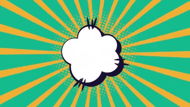 Pop art style fond vert et animation nuage — Video