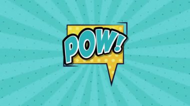 Konuşma balonunda pow sözcüğüyle pop sanat tarzı animasyon