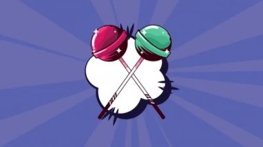 Lolipoplar çaprazlanmış pop sanat animasyonu