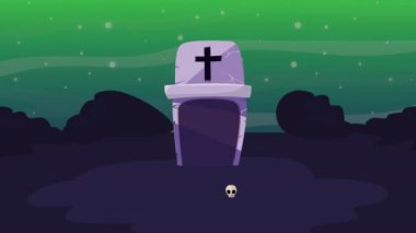 Mezar taşıyla Cadılar Bayramı animasyonunuz kutlu olsun.