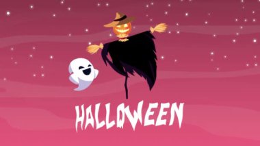 Balkabağı korkuluğu ve hayaletlerle Cadılar Bayramı animasyonunuz kutlu olsun.