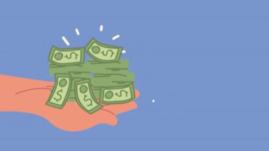 Faturalı eller para dolar ekonomi animasyonu