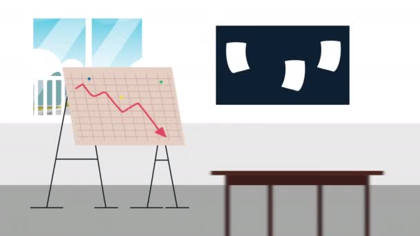 Finanz-Animation mit Pfeil nach unten in Pappe — Stockvideo