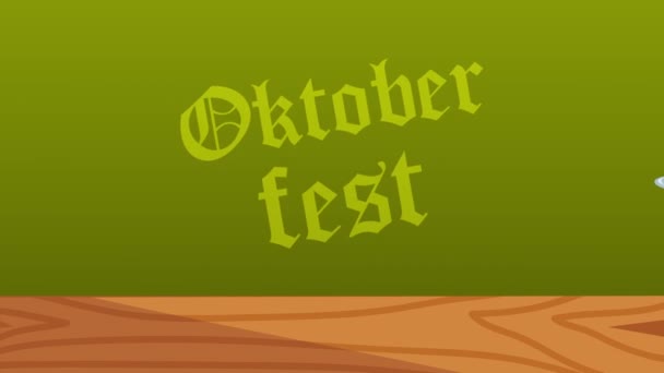 Oktoberfest oslava animace se sexy německou dívkou servírující piva — Stock video