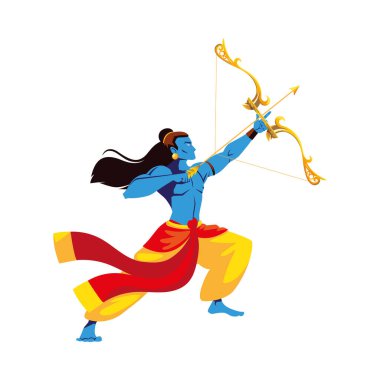 ok ve yay vektör tasarımlı Lord Ram çizgi filmi