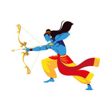 ok ve yay vektör tasarımlı Lord Ram çizgi filmi