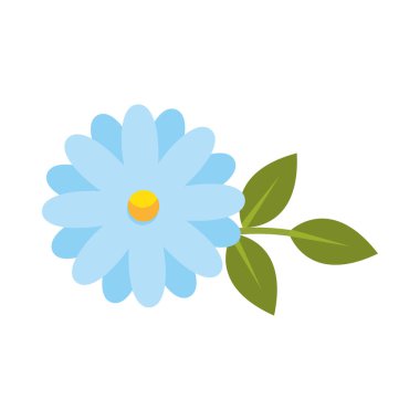 Yaprak vektör tasarımlı mavi çiçek