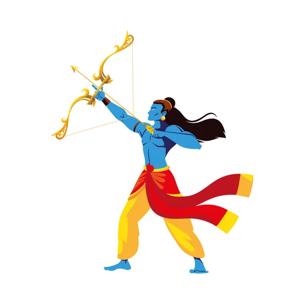 Lord ram cartoon with bow and arrow vector design — Stock Vector