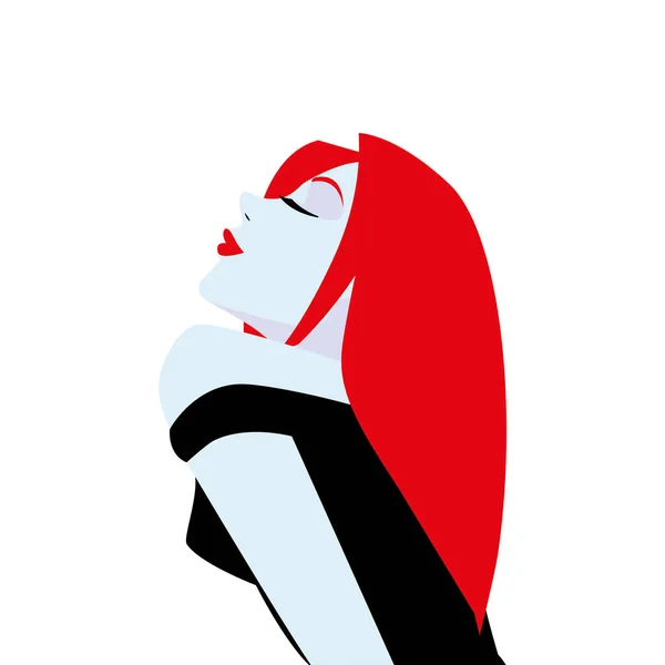 Sexy mulher de cabelo vermelho em design de vetor estilo cômico — Vetor de Stock
