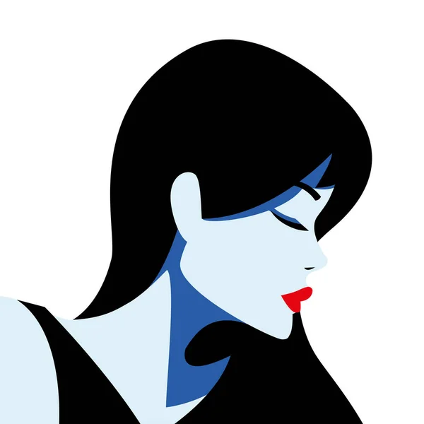 Sexy mujer de pelo negro en diseño de vectores de estilo cómico — Vector de stock