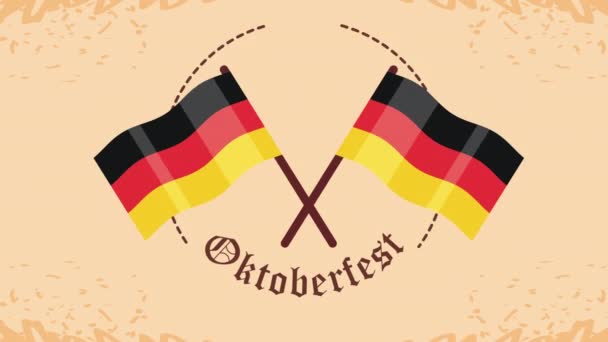 Oktoberfest uroczystości animacja z niemieckimi flagami — Wideo stockowe